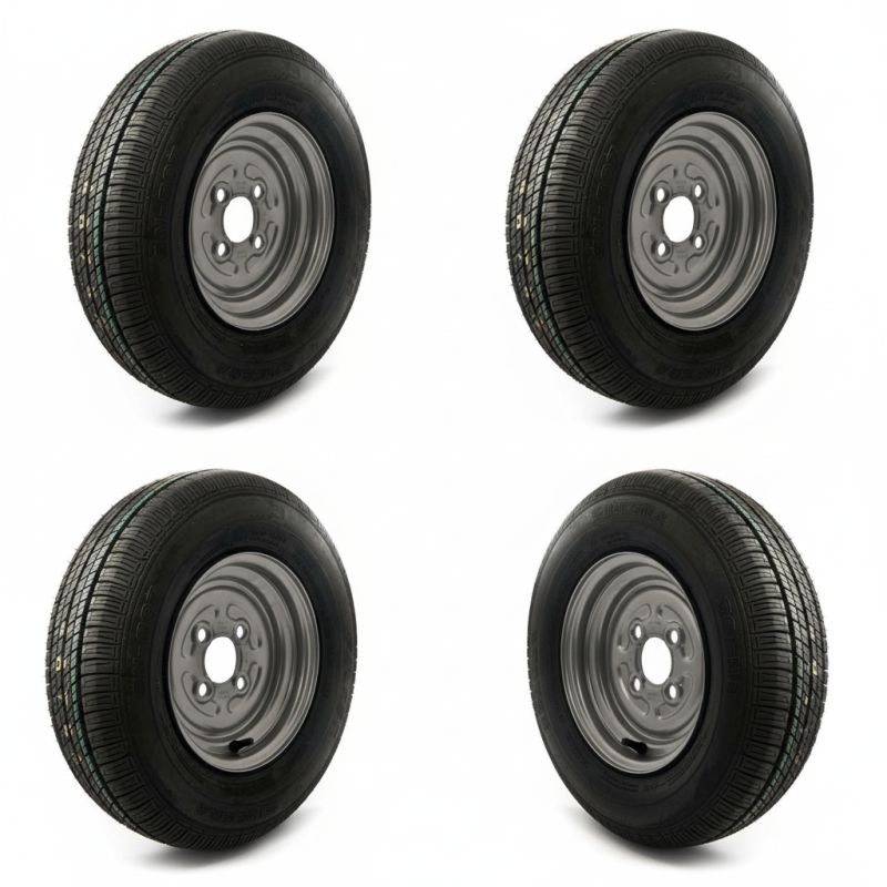 145/80 R10 4 on 100mm. PCD wheel & tyre assembly bundle x4