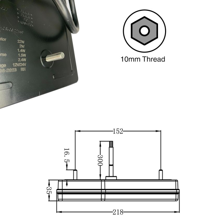 Lamp Tail Right Hand 12/24V 146 x 218mm