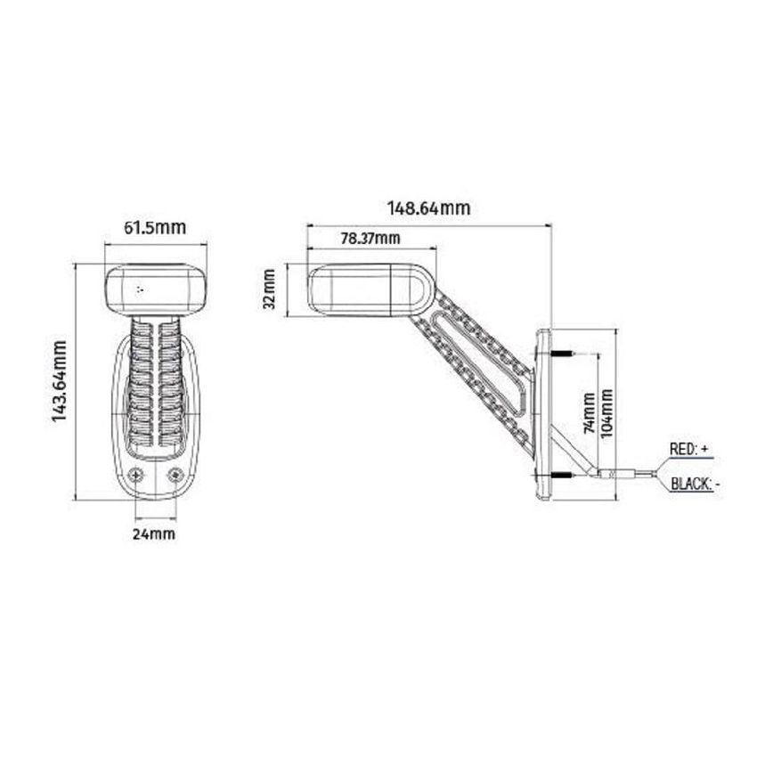 LED Marker Light Rubber Stalk Lamp 45° - (Left-side)