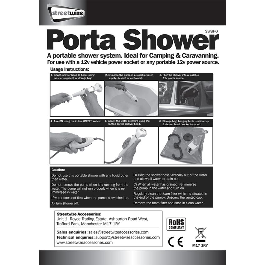 Leisurewize 12v Portable Shower