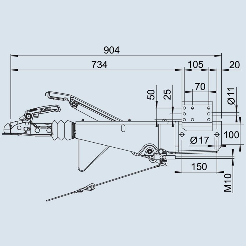 AL-KO 251s Pole Coupling 1500-2600kg, 80mm Box