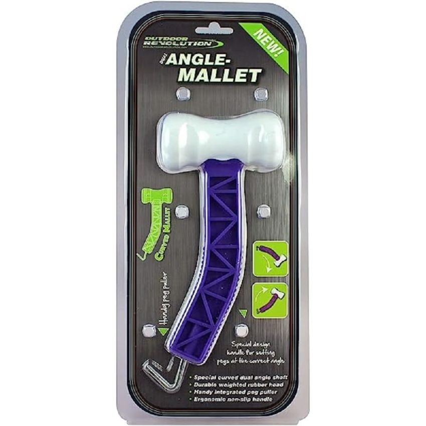 Curved Angle Rubber Mallet For Tent Pegs - Purple / White