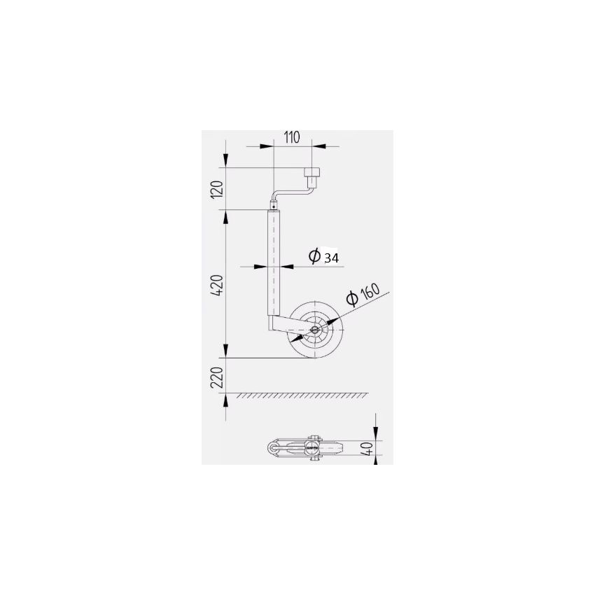 Knott 34mm., long handle, jockey wheel