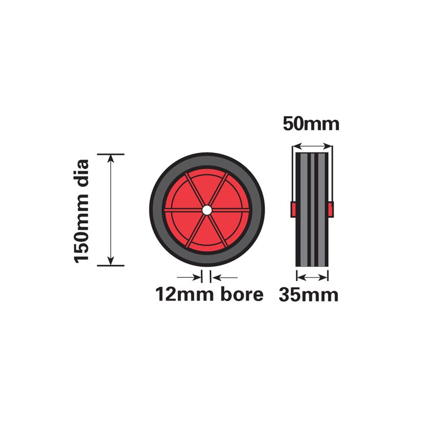 Jockey Wheel Spare Wheel With Red PVC Rim