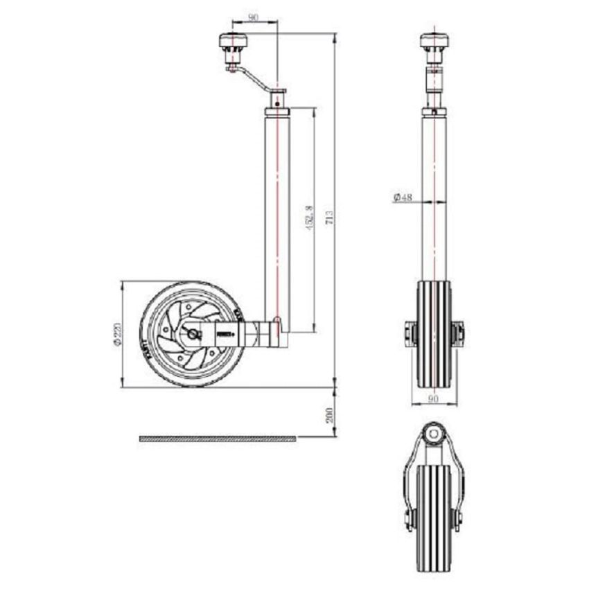 Kartt 48mm Ultimate Caravan Jockey Wheel