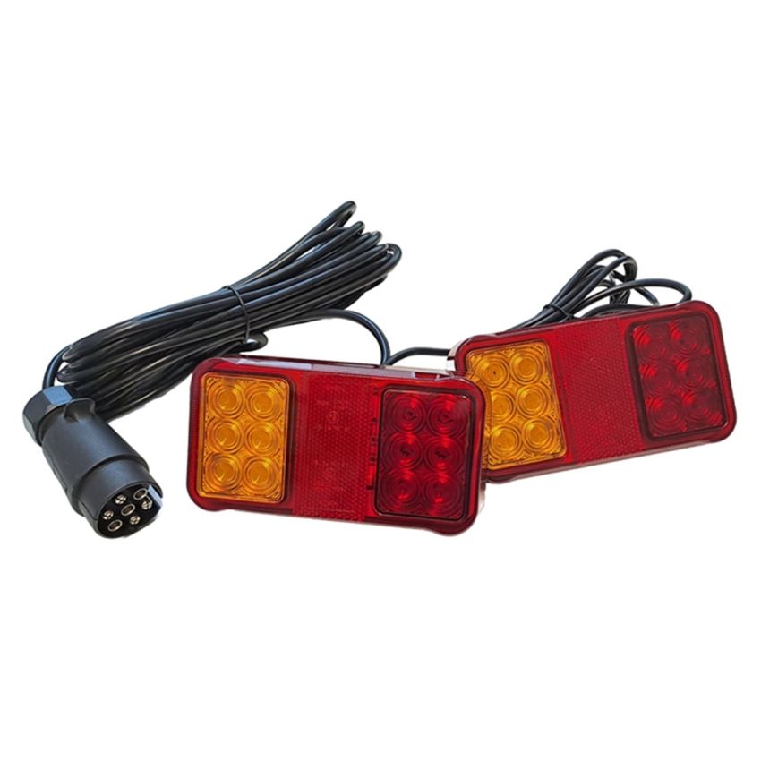 LED Trailer Light Kit, DC12-24V, IP65, Screw Base, 2.5M Cable Between Lights, 7.5M Cable to Plug, E-mark Approved.
