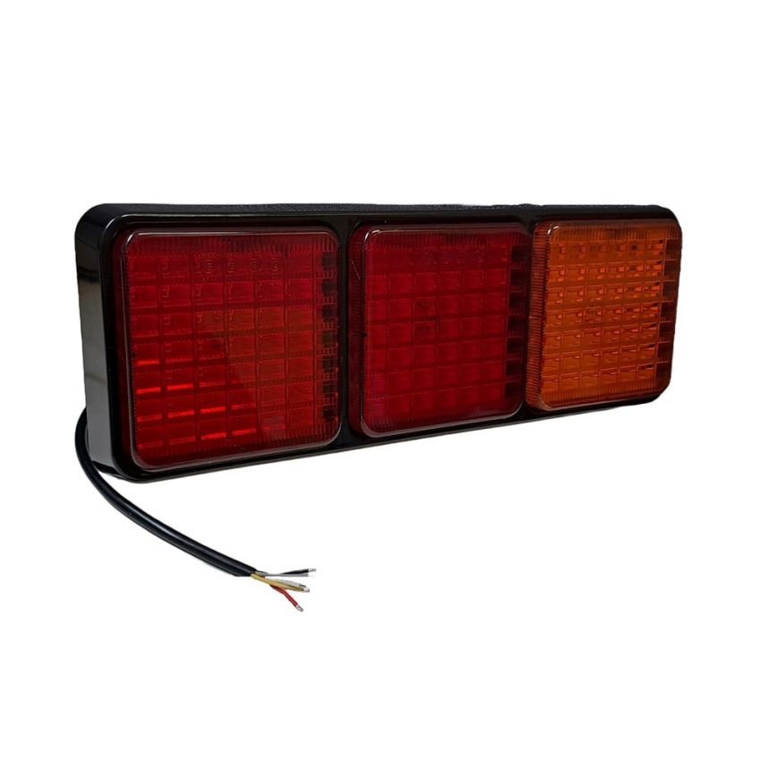 TrailerTek LED Truck Light Triple-Square, 3 Functions Position/Brake/Direction, 12-24V