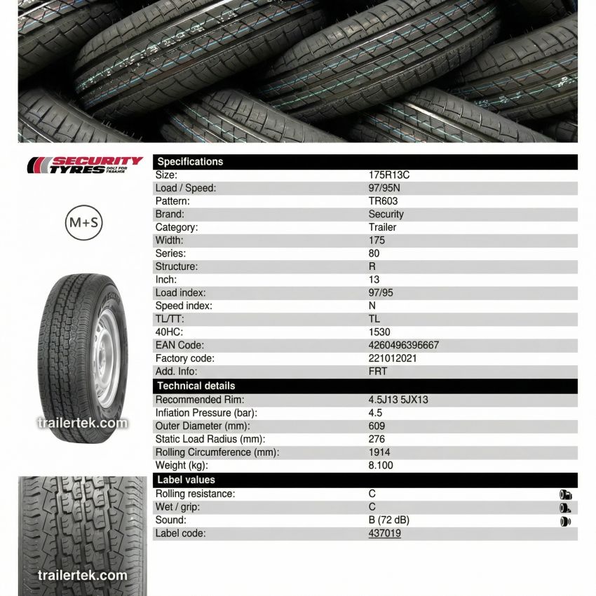 Security 175 R13 C, 8 Ply Tyre