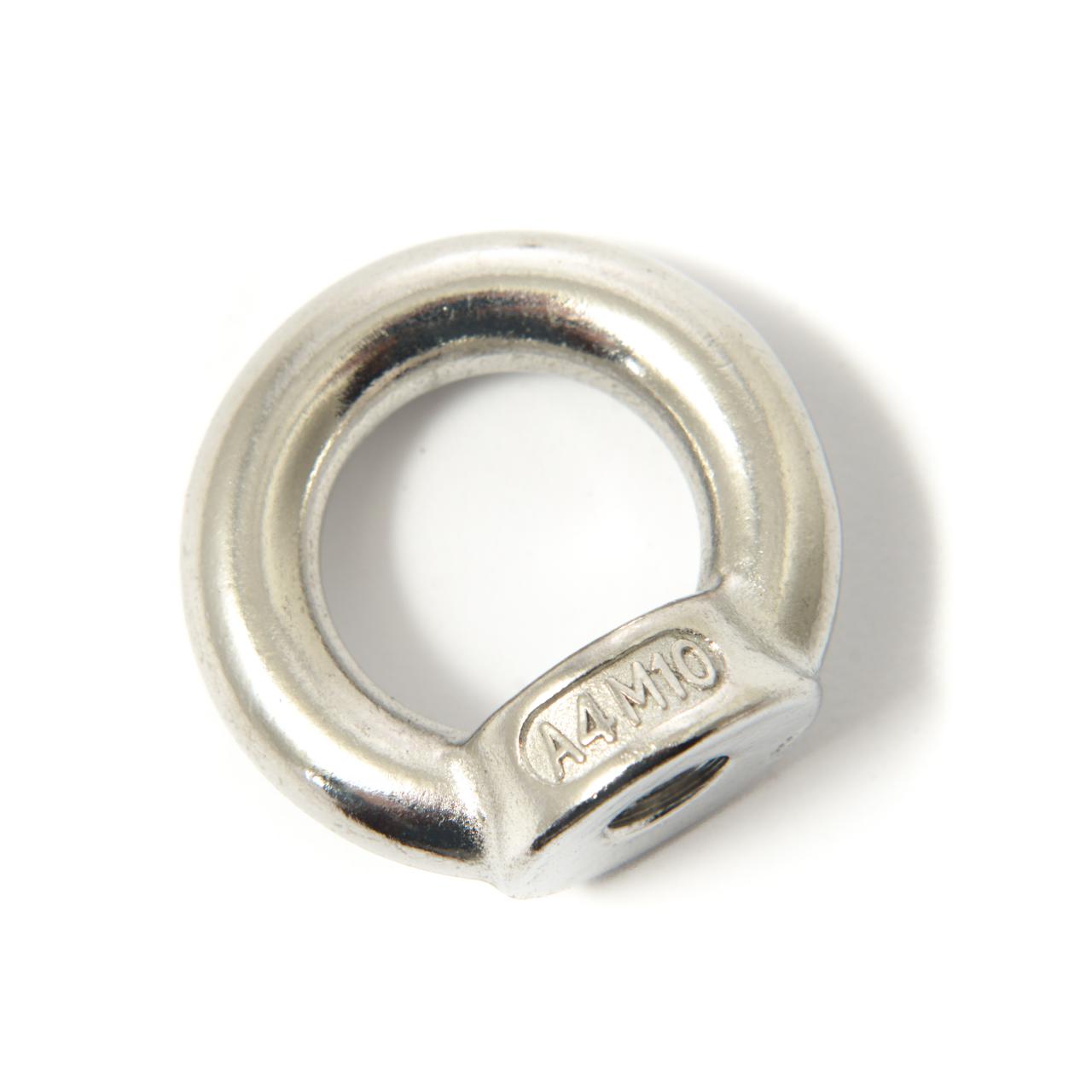 Stainless eye nut M10, 25mm dia.