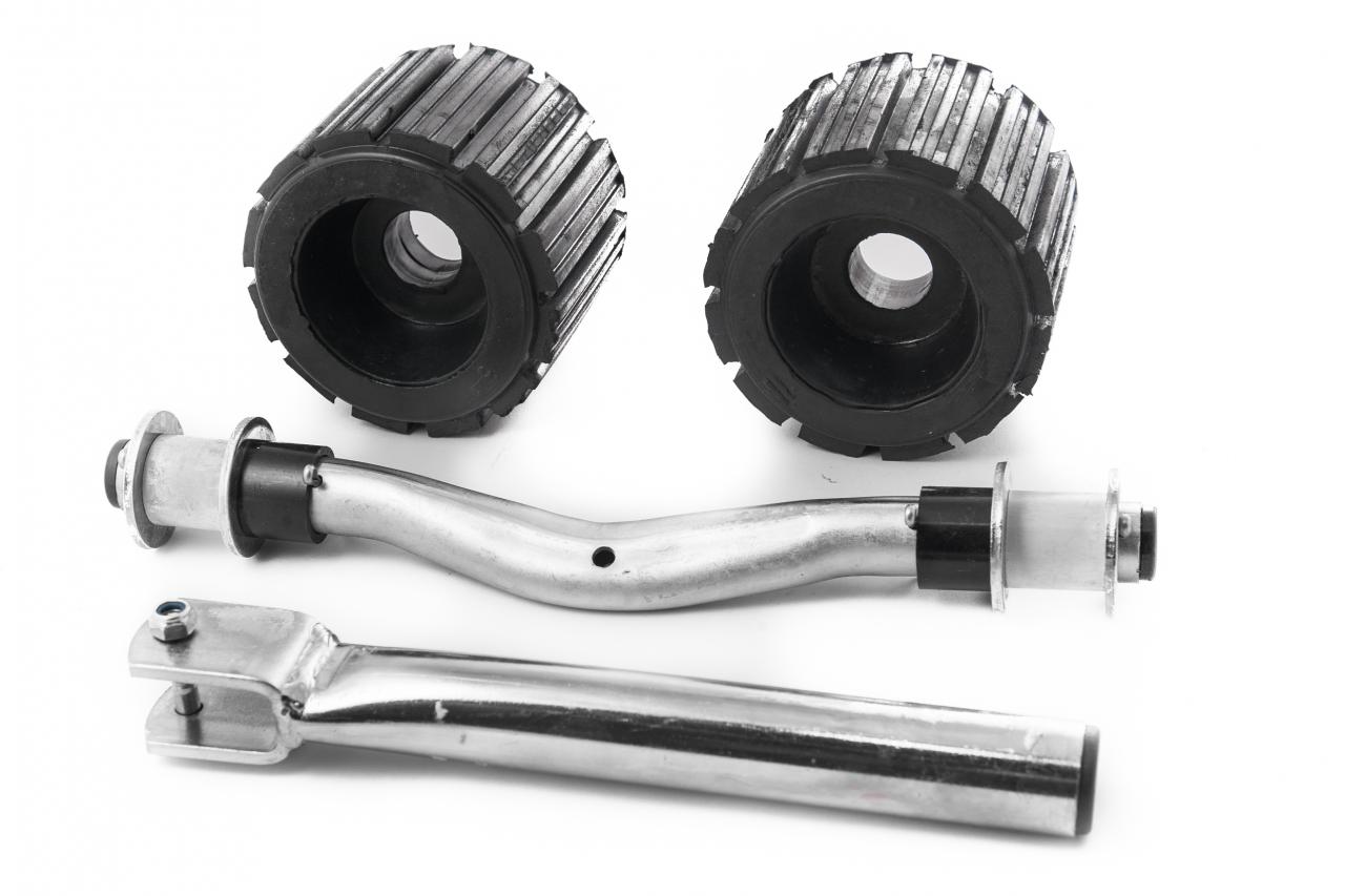 Ribbed roller set with curved shaft and stem
