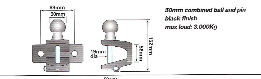 Ball and Pin combination, 3000 kg. capacity