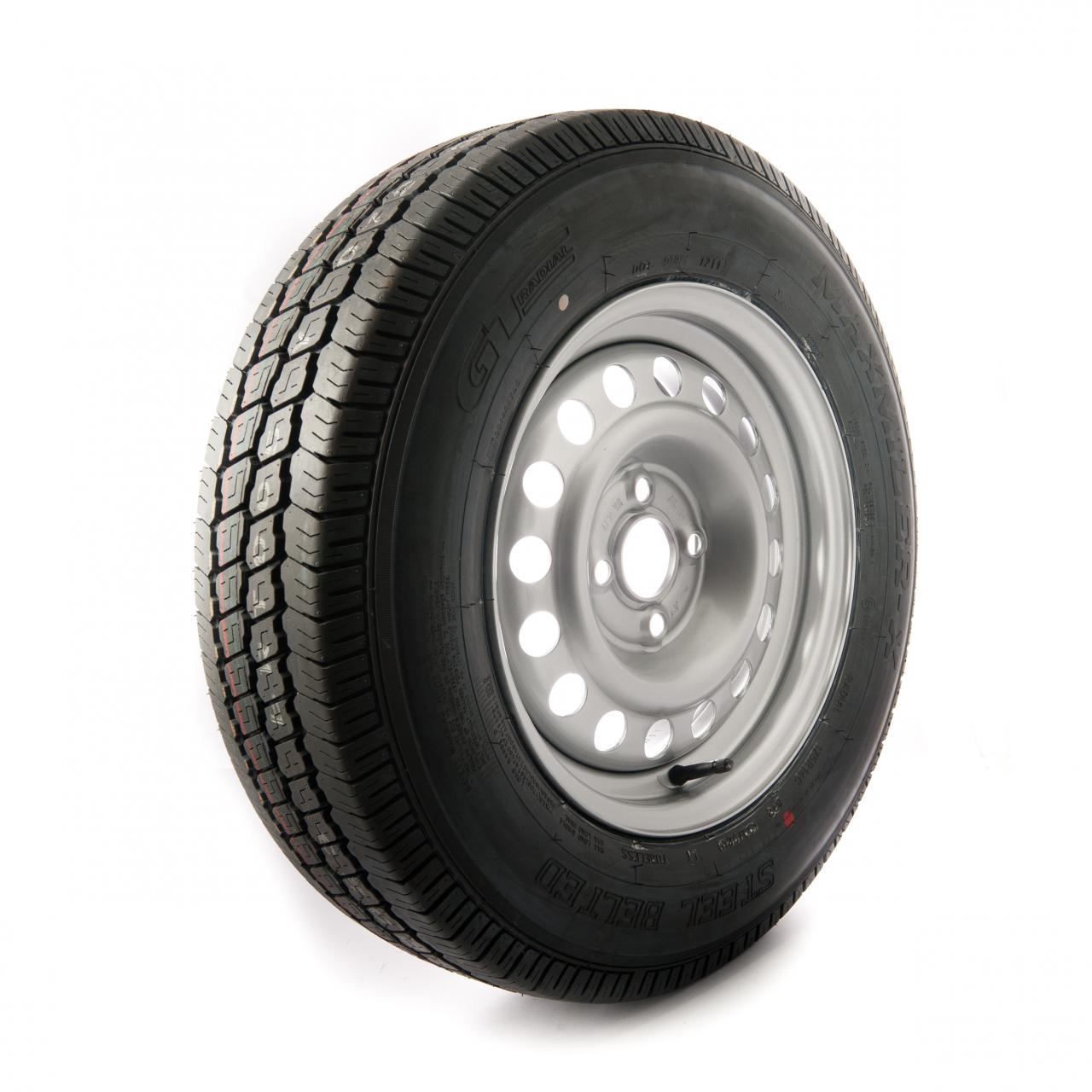 175 R14 C, 8 ply, 4 on 100mm. PCD wheel assembly