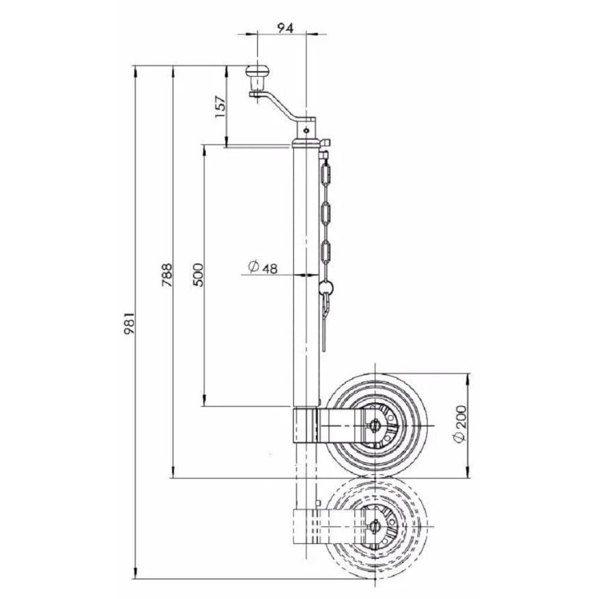 TT Heavy Duty Jockey Wheel (48mm Diameter)