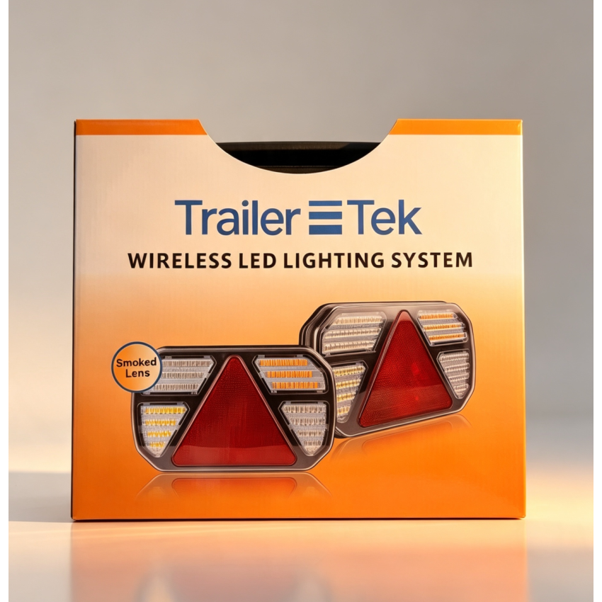 TrailerTek CAN Wireless Light,Twin Magnets,13 Pin Plug W/Progressive Indicator Smoked Lens