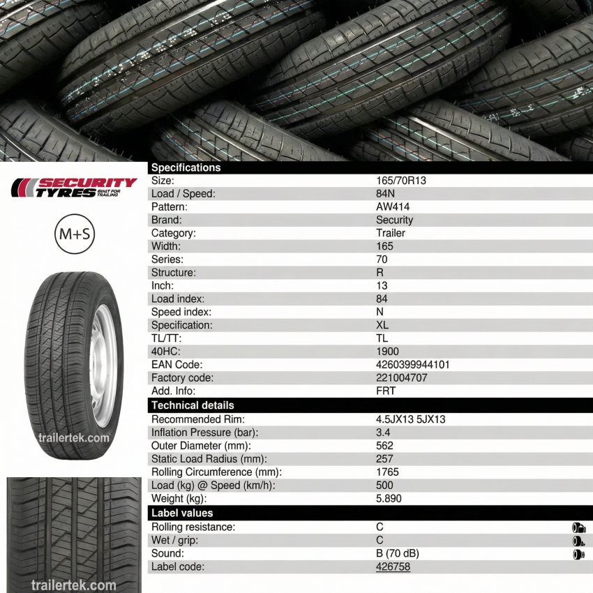 Security 165 R13 C, 8 ply tyre