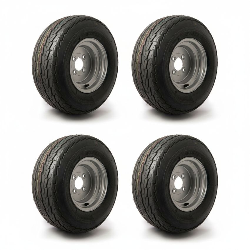 20.5x8-10, 4 ply, 4 studs, 4 PCD wheel & tyre assembly bundle x4