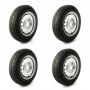 165 R13 C, 8 ply, 4 on 100mm. PCD wheel and tyre assembly bundle x4
