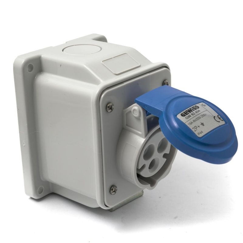 Blue angled outlet socket 240v, 16 Amp