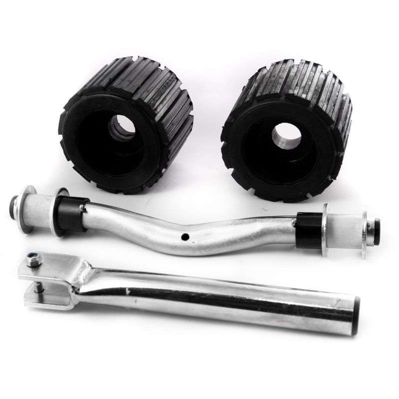 Ribbed roller set with curved shaft and stem