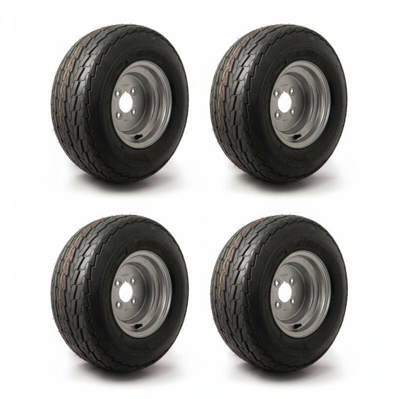 20.5x8-10, 4 ply, 4 studs, 4 PCD wheel & tyre assembly bundle x4