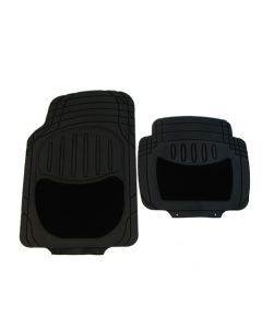LUXURY CAR MAT SET (4) BLACK CARPET/PVC