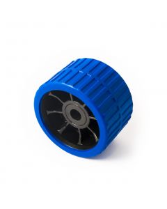 Blue ribbed roller 74w x 120mm. dia. with 15mm. bore