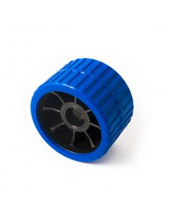 Blue ribbed roller 74w x 120mm. dia. with 26.5mm. bore
