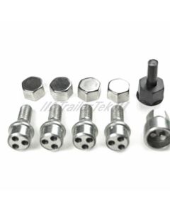 Locking bolt kit for alloy wheels, twin axle