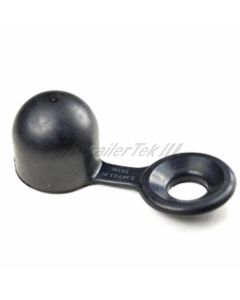 Rubber towball cap with retaining ring